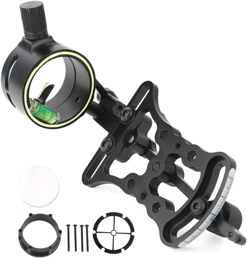 SHARROW Archery Compound Bow Sight Aluminum Alloy 0.019" Fiber Optic 1/2 Pin Bow Sight Micro-Adjustable Aim Sight Toolless Quickset with Sight Light Compound Bow Accessory - Image 1
